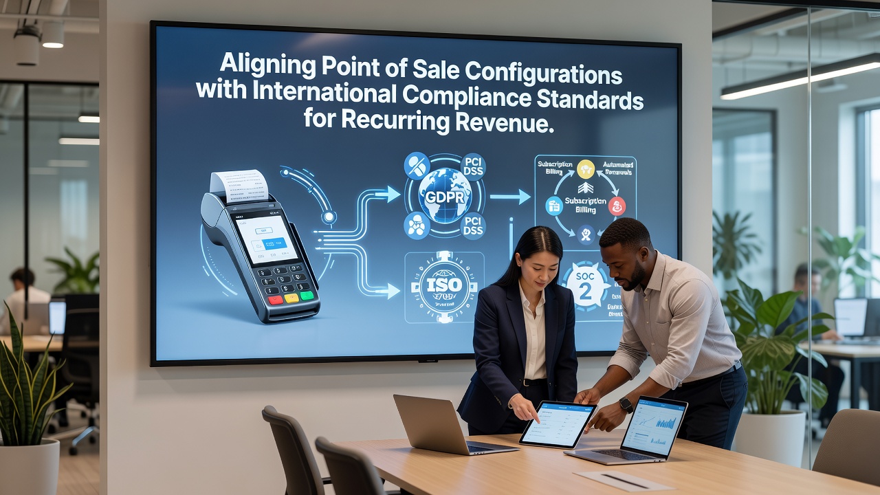 Point of sale terminal setup aligned with global payment compliance frameworks in a retail environment