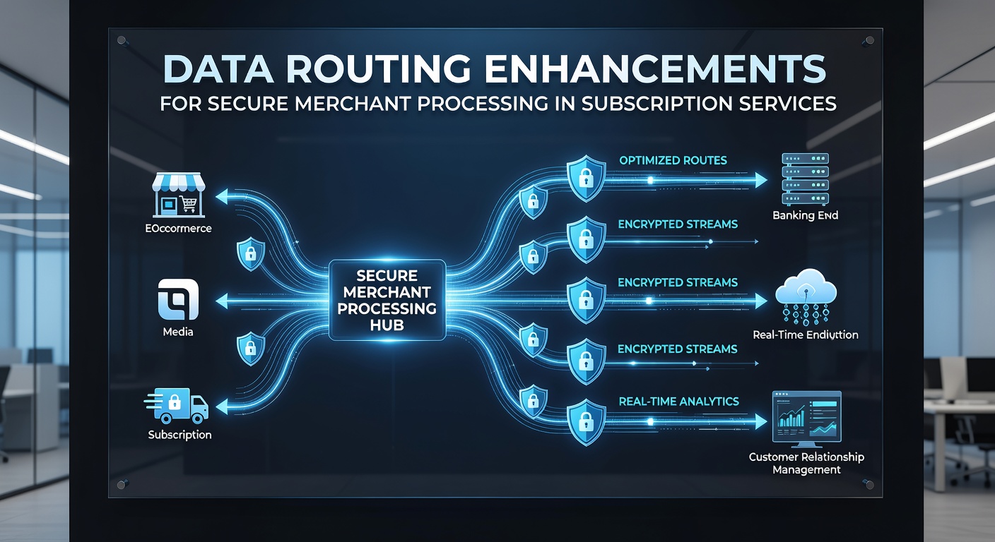 Diagram showing dynamic routing decisions between global payment processors for recurring subscription transactions