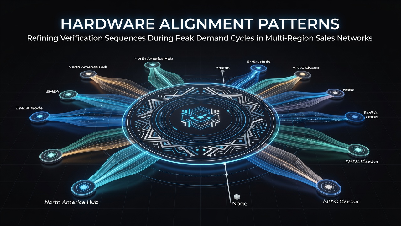 Hardware alignment patterns in multi-region sales networks showing synchronized terminal clusters during high-volume periods