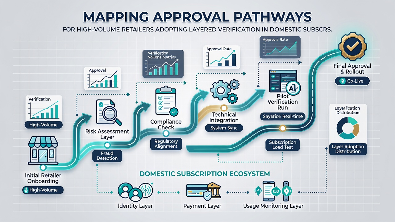 Flowchart of domestic subscription approval workflow with verification layers