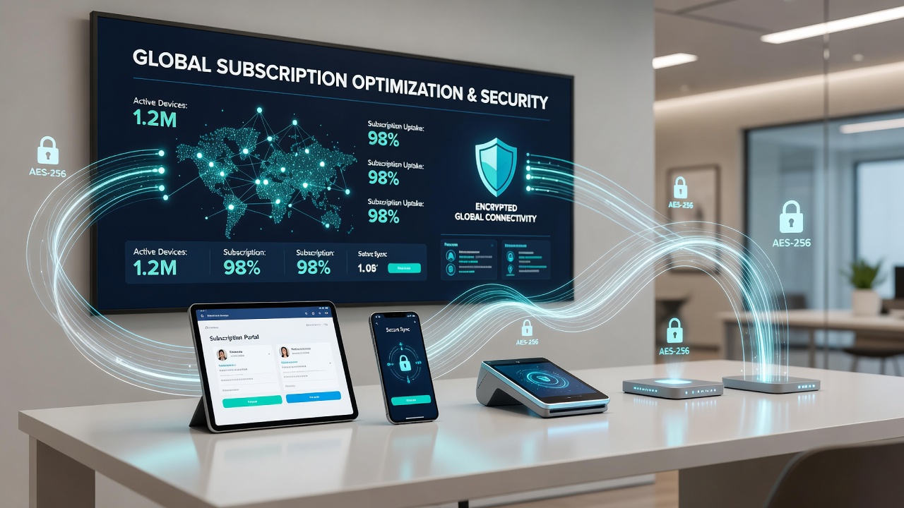 Secure connectivity layers protecting subscription data flows across international retail networks