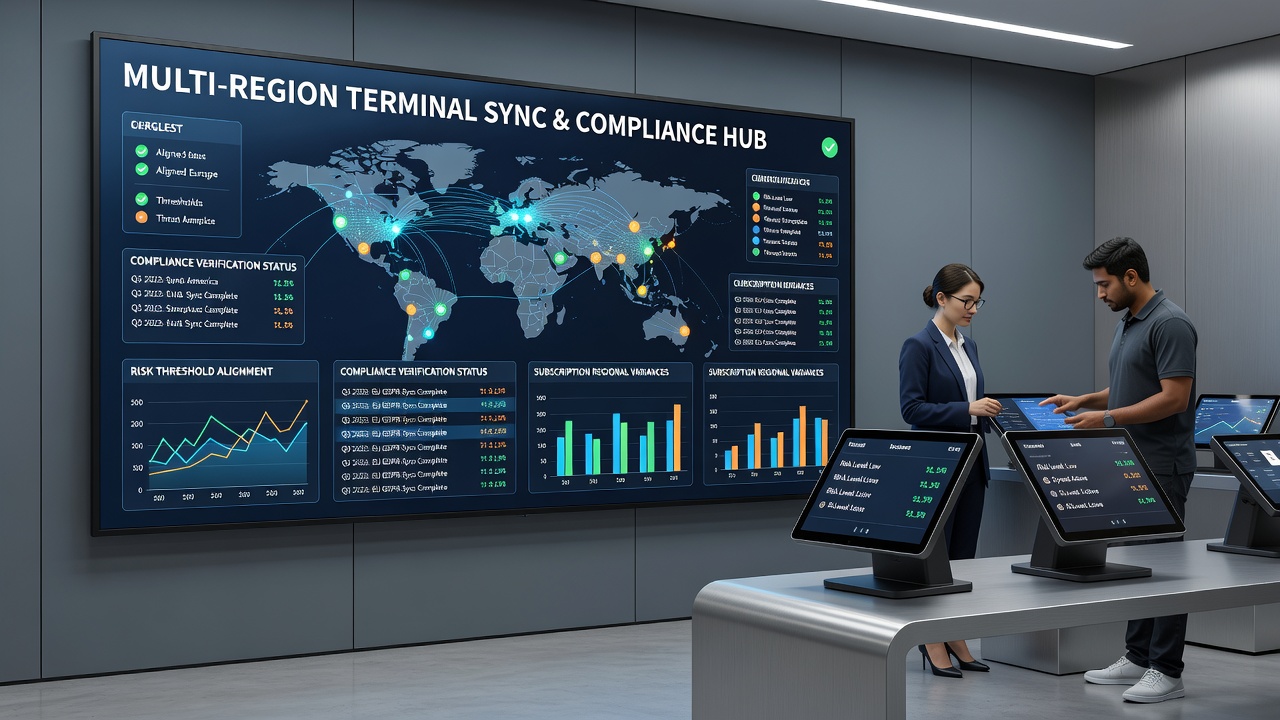 Compliance checks integrated with retail terminal risk synchronization