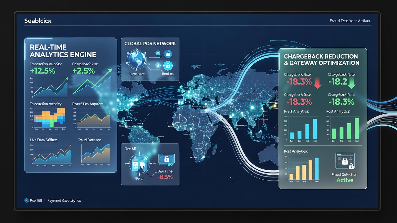 Global payment gateway analytics connecting POS terminals across regions